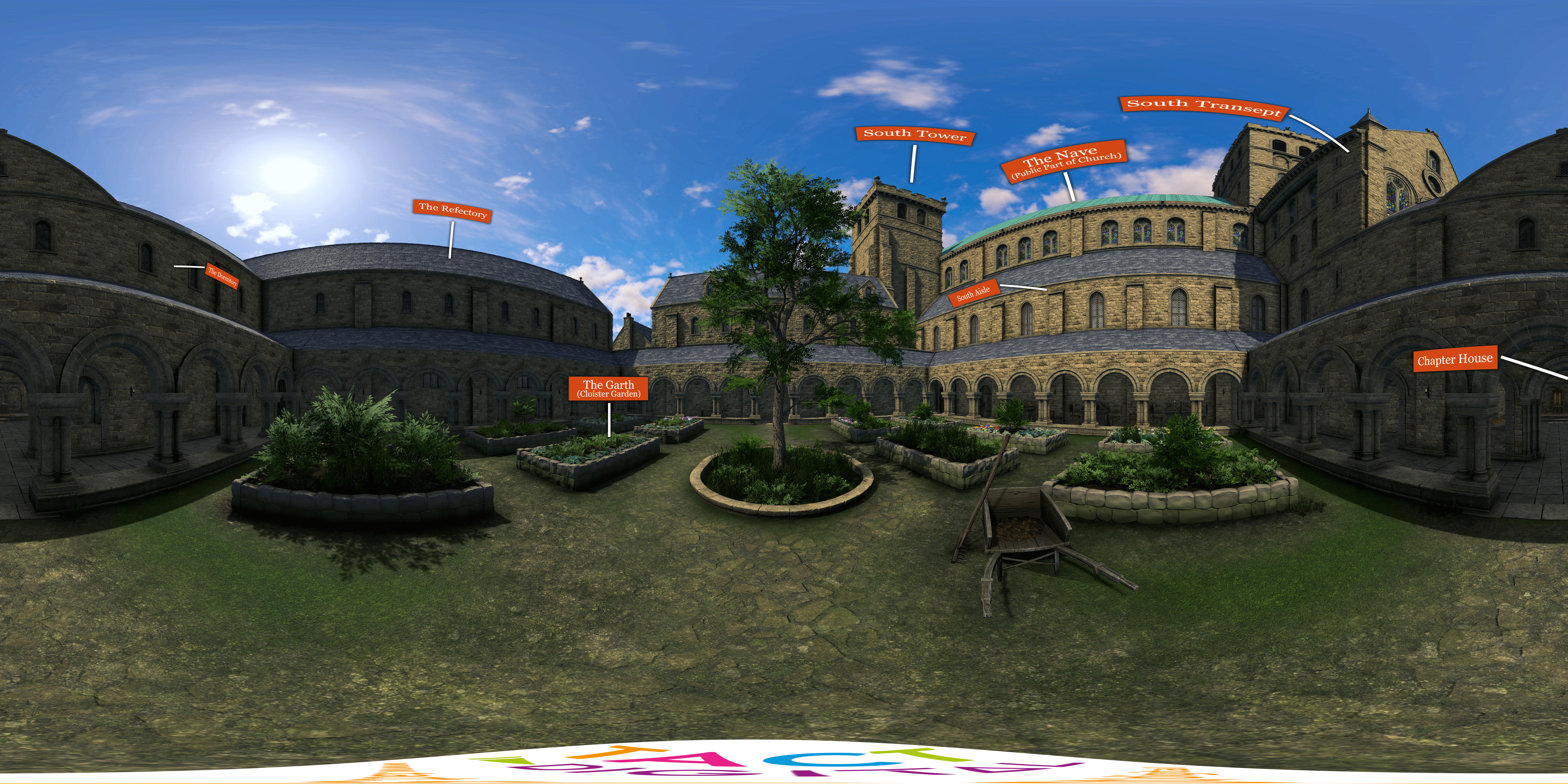 Kilwinning Abbey 3D - Cloister Garden View
